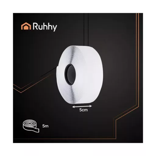 Öntapadós tépőzár szalag, 5 m x 5 cm, fehér, Ruhhy