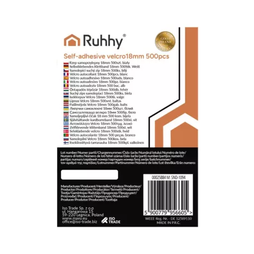 Öntapadó fehér tépőzár korongok 18 mm, 500 db, 180 g teherbírással