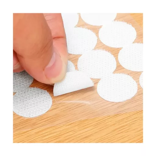 Öntapadó fehér tépőzár korongok 18 mm, 500 db, 180 g teherbírással