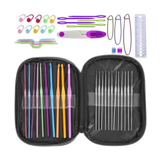   Maaleo 69 részes horgoló készlet tokkal, ergonomikus tűk, kezdőknek és haladóknak