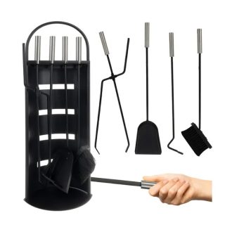   Acél 5 az 1-ben kandalló szerszámkészlet állvánnyal, 60 cm