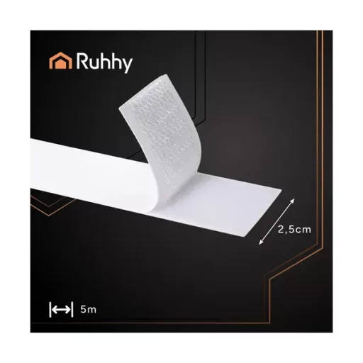 Öntapadó fehér tépőzár szalag 5 m x 25 mm, 320 g teherbírás