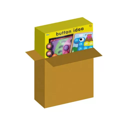 Gyerek gombmozaik puzzle, 12 kép, 45 színes gomb, Montessori készségfejlesztő
