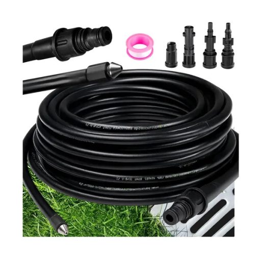 Ruhhy 15 m csőtisztító magasnyomású tömlő, 4 adapterrel, 138 bar