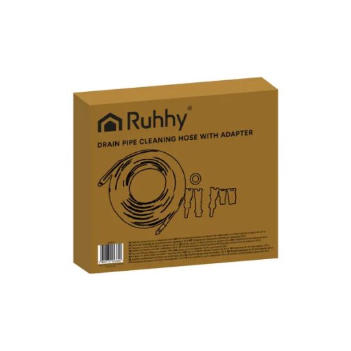 Ruhhy 15 m csőtisztító magasnyomású tömlő, 4 adapterrel, 138 bar