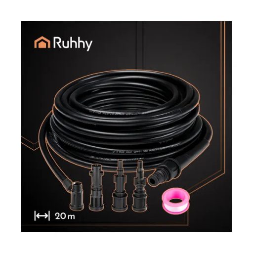 20 m-es csatorna- és csőkimosó magasnyomású tömlő 4 adapterrel, 138 bar