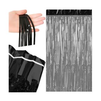   Ruhhy fekete csillogó önragasztó party függöny 100×200 cm PET