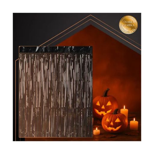 Ruhhy fekete csillogó önragasztó party függöny 100×200 cm PET