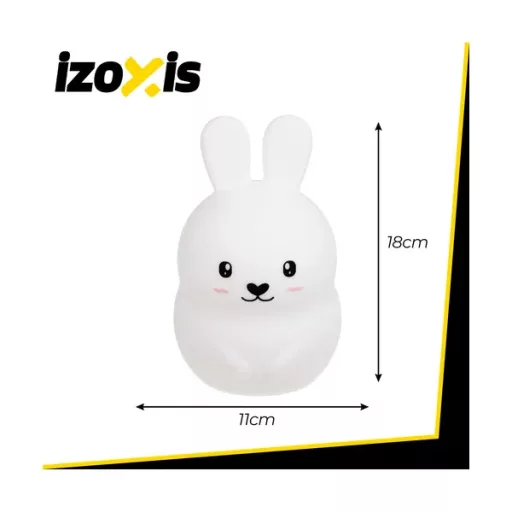 Szilikon RGB LED nyuszi éjjeli lámpa távirányítóval, USB-s, időzítős, 18x11 cm
