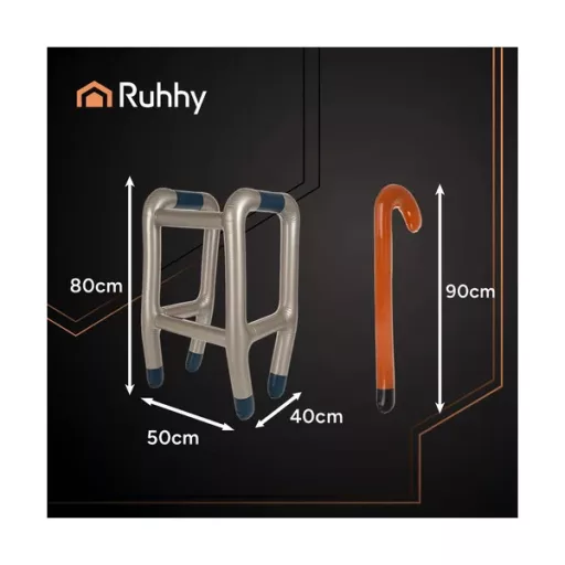 Felfújható járókeret és bot jelmez kiegészítő pumpával, 80×50×40 cm Ruhhy