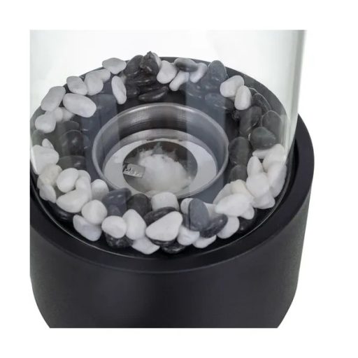 Szabadon álló bioetanol kandalló 28x16 cm, fekete üvegfalakkal