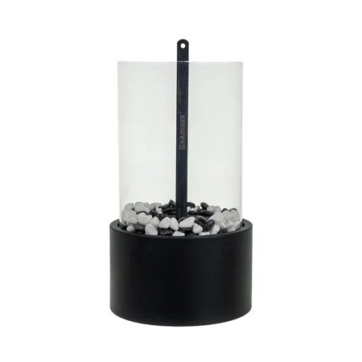 Szabadon álló bioetanol kandalló 28x16 cm, fekete üvegfalakkal