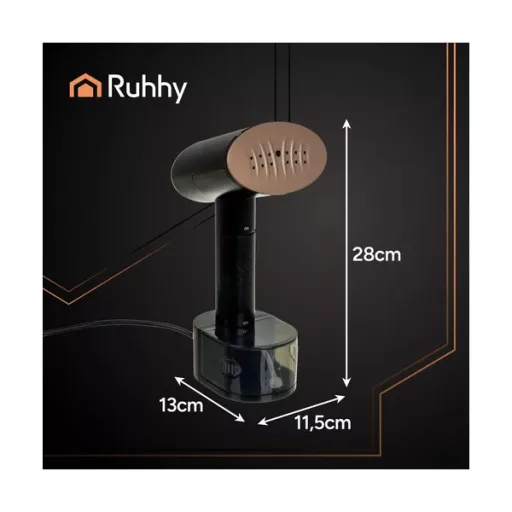 Ruhhy 2000 W fekete ruhagőzölő érintőkijelzővel, 300 ml, 3 gőzfokozat