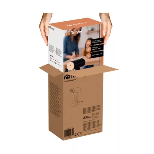 Ruhhy 2000 W fekete ruhagőzölő érintőkijelzővel, 300 ml, 3 gőzfokozat