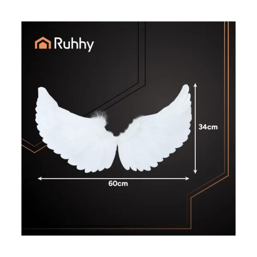 Fehér, 3 részes angyalszárny készlet 60×34 cm glóriával és pálcával