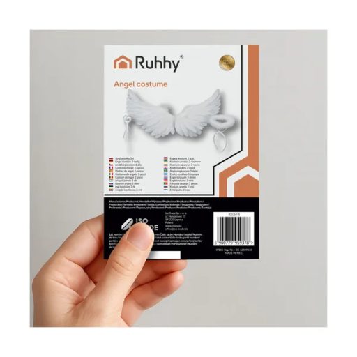 Fehér, 3 részes angyalszárny készlet 60×34 cm glóriával és pálcával