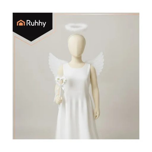 Fehér, 3 részes angyalszárny készlet 60×34 cm glóriával és pálcával