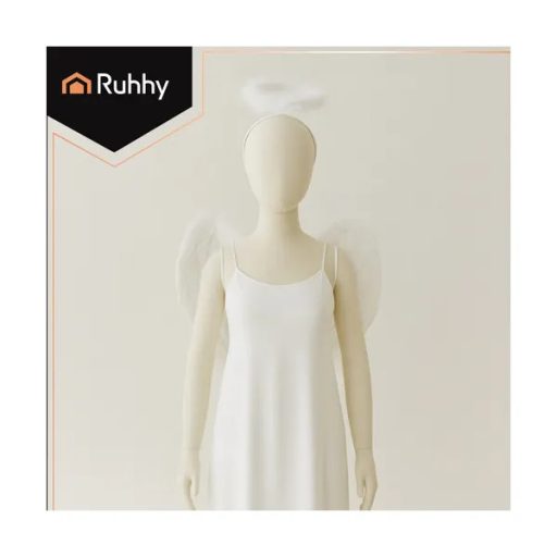 Fehér angyalszárny + glória szett, 42×33 cm, könnyű tollas