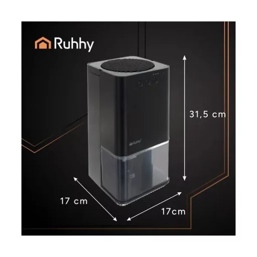 Ruhhy fekete páramentesítő 380 ml/nap, 1,4 l tartály, LED, időzítő