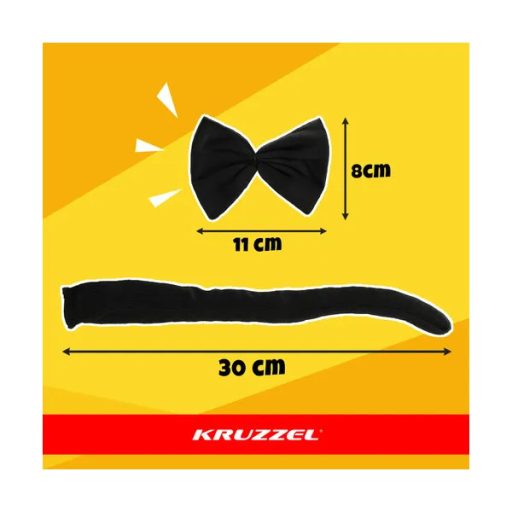 Fekete cica jelmez gyerekeknek, 4 részes szett, 3-10 éves, mosógépben mosható