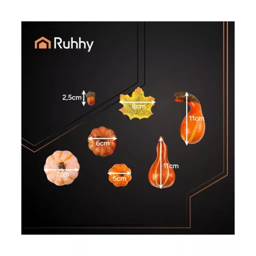 Őszi dekorációs készlet, 50 darabos tök-makk-levél mix, többszínű