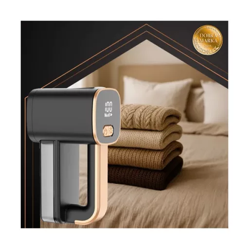 Vezetéknélküli ruhabolyholó borotva LCD-vel és LED-fénnyel, fekete