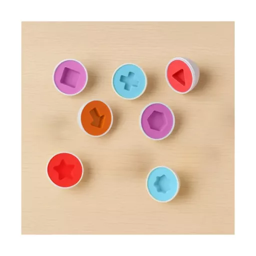 Montessori tojás kirakó, 12 darabos fejlesztő puzzle, színes formapárok