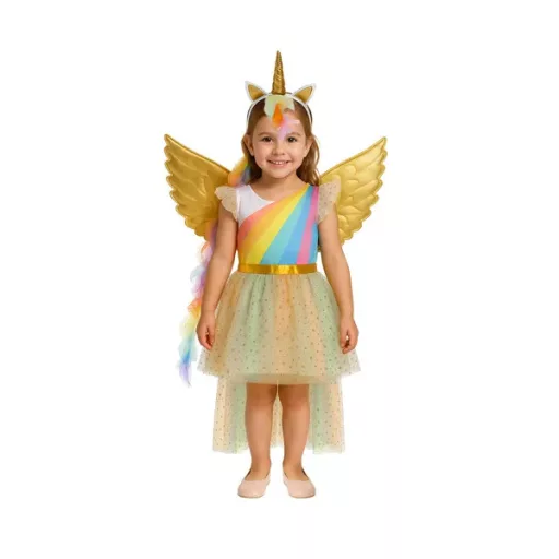 Unikornis jelmez lányoknak 3 részes szett 122-128 cm – ruha, szárny, fejpánt
