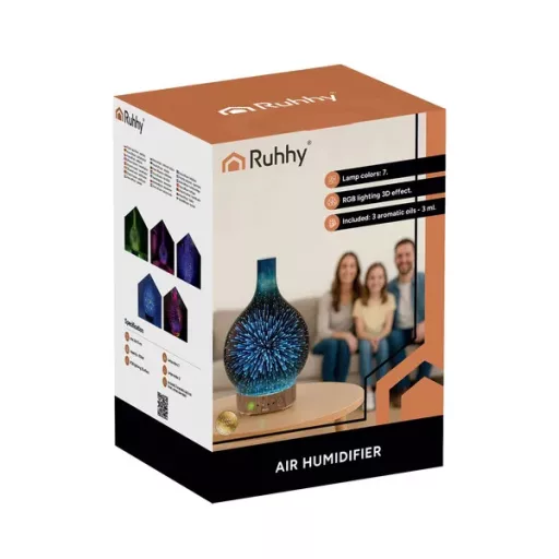 Ultrahangos aroma diffúzor és párásító, 200 ml, 14 LED fény, Ruhhy