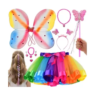   Gyerek pillangó jelmez szett – 6 részes, színes, 3-10 éves korig