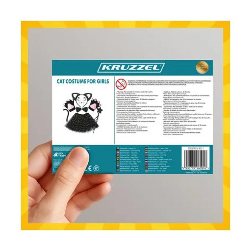 Gyerek fekete 7 részes cicajelmez szett, univerzális, 3–10 év