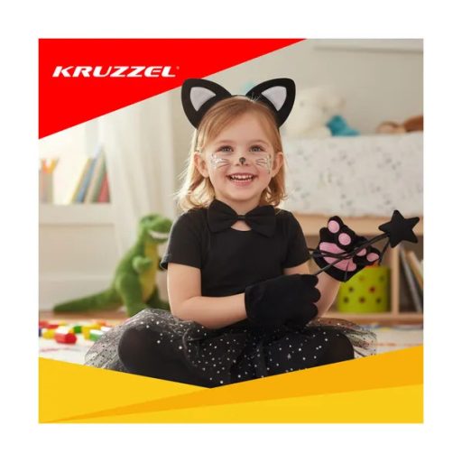 Gyerek fekete 7 részes cicajelmez szett, univerzális, 3–10 év