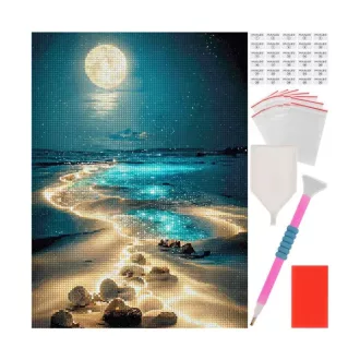   5D gyémántszemes kirakó készlet, tengerparti táj, 40×30 cm