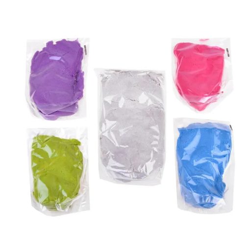 Kinetikus homok készlet vödörrel, 1,5 kg, 5 színű, formákkal