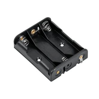 3xAA négyzet alakú elemtartó kosár, fekete műanyag