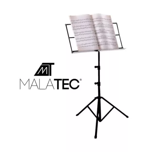 Fekete, állítható magasságú, összecsukható kottatartó állvány hordtáskával