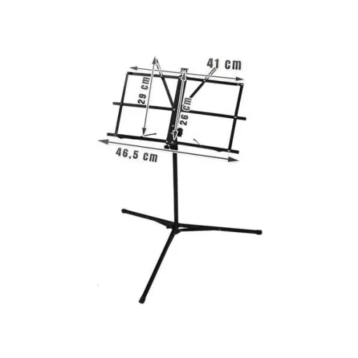 Fekete, állítható magasságú, összecsukható kottatartó állvány hordtáskával