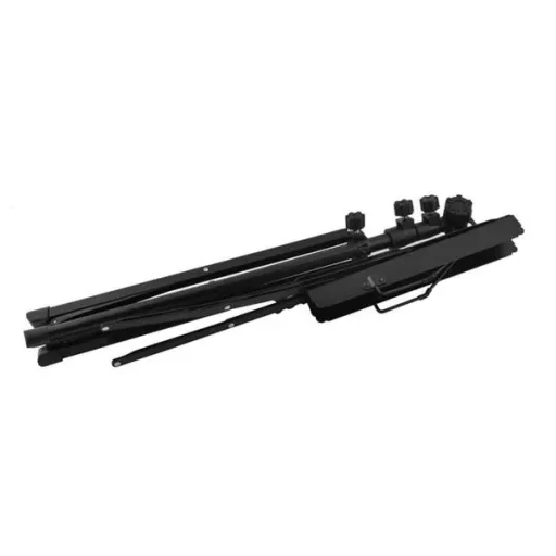 Fekete, állítható magasságú, összecsukható kottatartó állvány hordtáskával