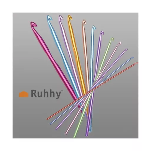 Ergonomikus horgolótű készlet 12 db, 2-8 mm alumínium, tokkal