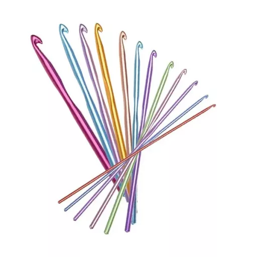 Ergonomikus horgolótű készlet 12 db, 2-8 mm alumínium, tokkal