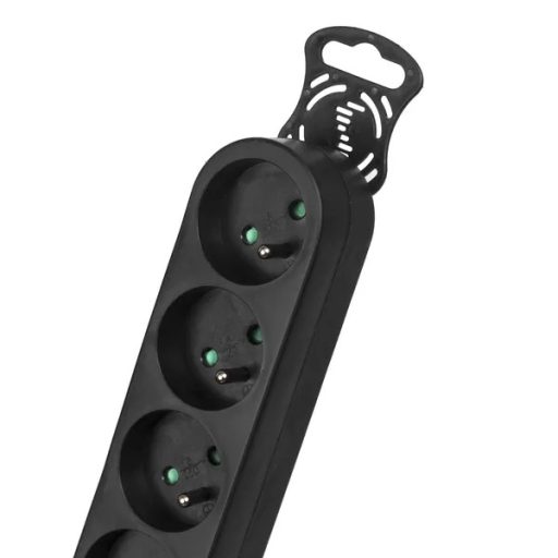 Maclean fekete elosztó kapcsolóval, 4 aljzat, 2300 W, 1,4 m