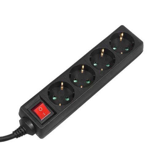 Maclean német típusú elosztó, 4 aljzat, kapcsolóval, 3 m, 3500 W