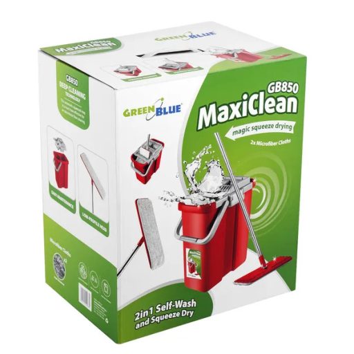 GreenBlue MaxiClean GB850 lapos felmosó vödörrel, 8 L, 2 mikroszálas fej