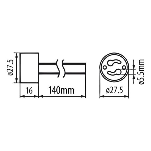 Maclean gu10 kerámia foglalat 500w 250v 2a 14cm