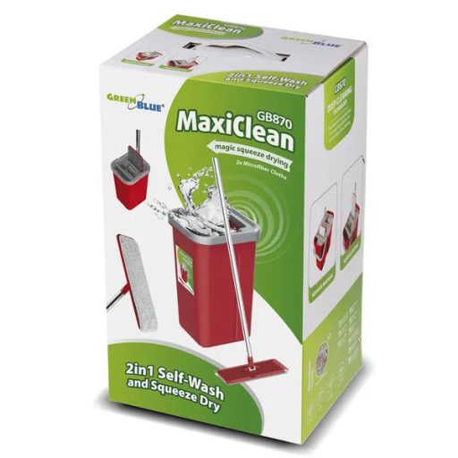 Lapos mop vödörrel és csavaróval, 2 mikroszálas betét, 2×5,7 l