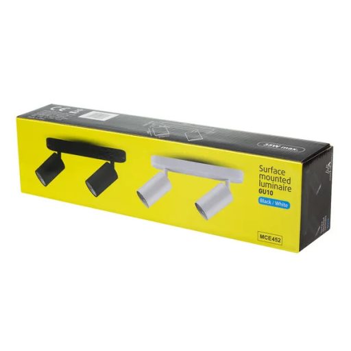 Állítható fekete alumínium mennyezeti/fali spot lámpa, 2xGU10, Ø55x100 mm