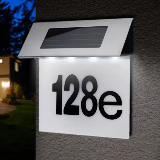 Napelemes LED házszám lámpa IP44, 1 W, 6000 K, 600 mAh