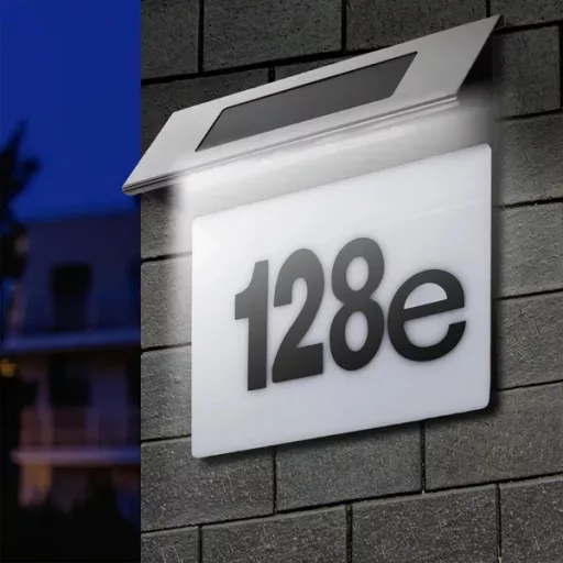 Napelemes LED házszám lámpa IP44, 1 W, 6000 K, 600 mAh