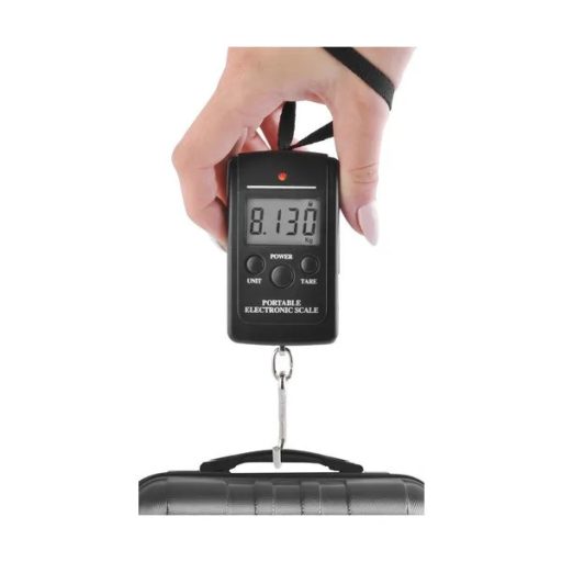 LED kijelzős digitális csomagmérleg, 40 kg, akasztós, AAA elemmel