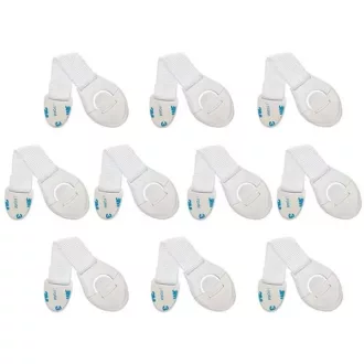   Fehér univerzális szekrényzár gyerekbiztonsághoz, 10 db-os készlet, 20 cm